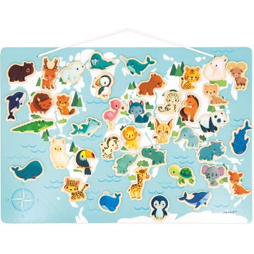 Puzzle magnetic Janod - Harta animalelor