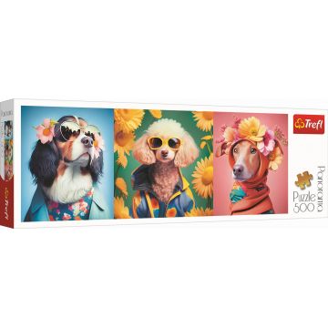 Puzzle panoramic Trefl din 500 de piese - Săptămâna modei câinelui