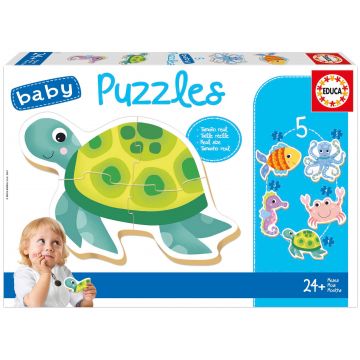 Puzzle pentru bebeluși Educa 5 în 1 - Animale acvatice