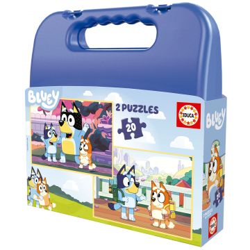 Puzzle pentru copii în servietă Educa de 2 x 20 piese - Bluey