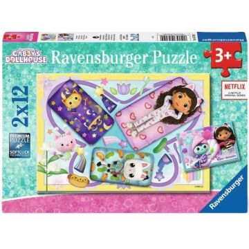 Puzzle pentru copii Ravensburger din 2 х 12 de piese - Gabby's Dollhouse