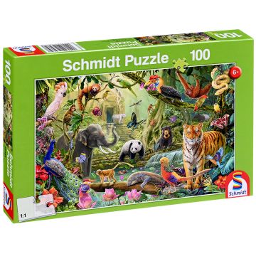 Puzzle pentru copii Schmidt din 100 de piese - Viața colorată în junglă