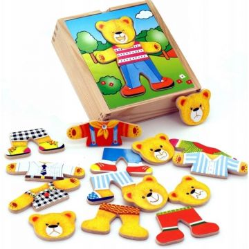 Puzzle pentru îmbrăcat din lemn Viga - Urs