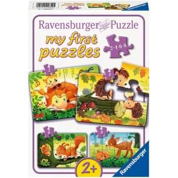 Puzzle Ravensburger 8 piese 4 în 1 - Primul meu puzzle: Distracție cu animale din pădure