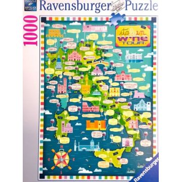 Puzzle Ravensburger din 1000 de piese - Harta Italiei, vin