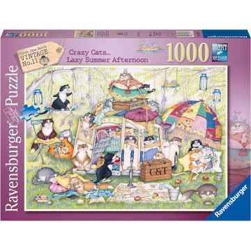 Puzzle Ravensburger din 1000 de piese - Pisicile nebune: După-amiaza leneșă de vară