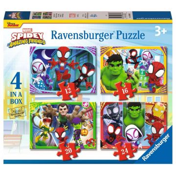 Puzzle Ravensburger din 24 piese 4 în 1 - Spidey și prietenii săi minunați