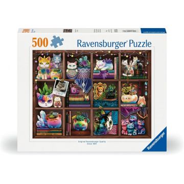 Puzzle Ravensburger din 500 de piese - Pisici mici și plante suculente