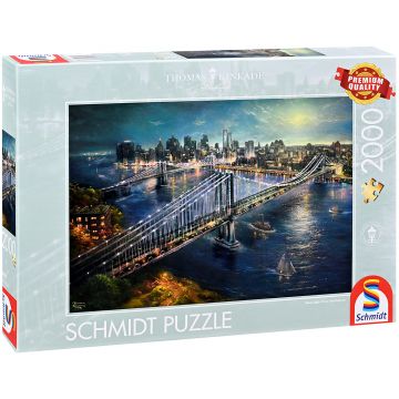 Puzzle Schmidt din 2000 de piese - Lună plină peste Manhattan