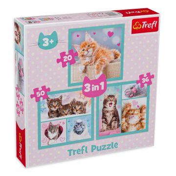 Puzzle Trefl 3 în 1 - Animale dulci