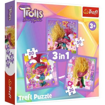 Puzzle Trefl 3 în 1 - Meet the happy Trolls