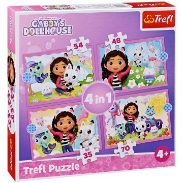 Puzzle Trefl 4 în 1 - Casa de păpuși a lui Gabby