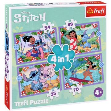 Puzzle Trefl 4 în 1 - Ziua nebună a lui Lilo și Stitch