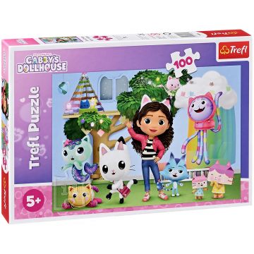 Puzzle Trefl din 100 de piese - Casa de păpuși a lui Gabby