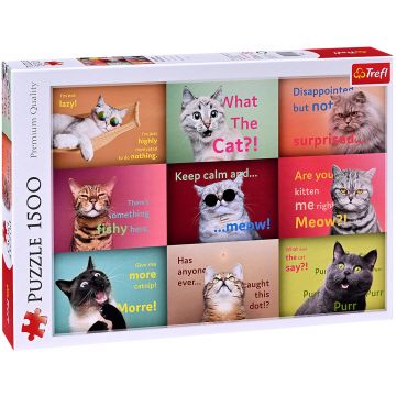 Puzzle Trefl din 1500 de piese - Fețe de pisici amuzante
