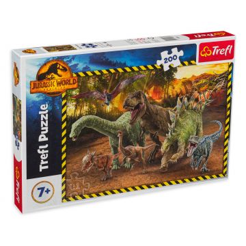 Puzzle Trefl din 200 de piese - Dinozauri în Parcul Jurasic