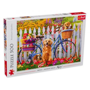Puzzle Trefl din 500 de piese - Câine cu bicicleta
