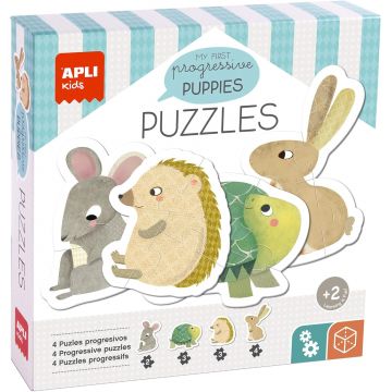 Puzzle-uri progresive 4 în 1 Apli Kids - Animale sălbatice