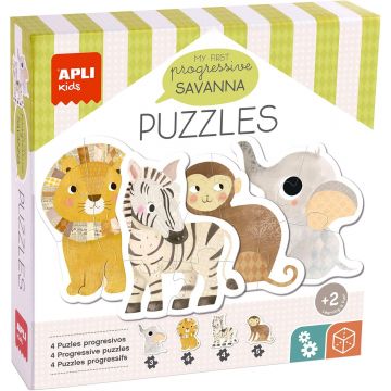 Puzzle-uri progresive 4 în 1 Apli Kids - Savannah
