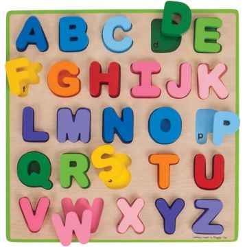 Bigjigs Puzzle colorat din lemn - Alfabetul englezesc