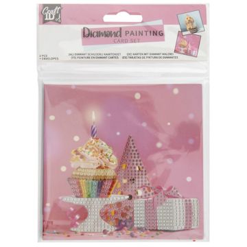 Carduri de pictură cu mărgele Grafix - Birthday, 2 bucăți, 13 x 13 cm