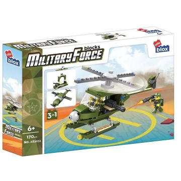 Constructor 3 în 1 Alleblox Military Force - Elicopter, 170 piese