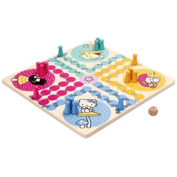 Joc de tablă din lemn Micki - Omule,nu te supăra, Hello Kitty and friends