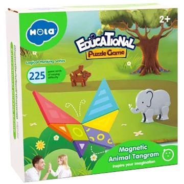 Joc inteligent pentru copii Hola toys Educational - Tangram magnetic, Animale