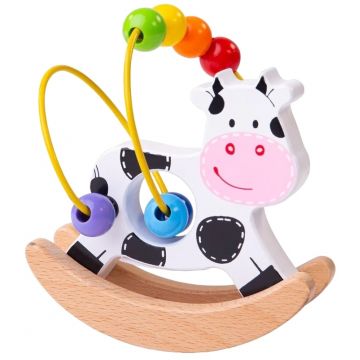 Labirint pentru copii Bigjigs - Vacă balansoar cu mărgele