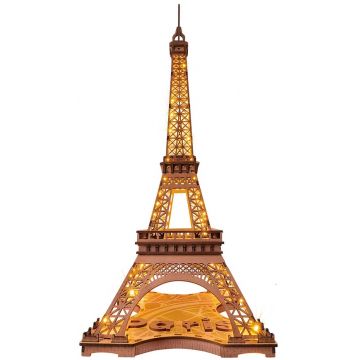 Puzzle 3D din lemn Robo Time din 164 de piese - Noaptea Turnului Eiffel