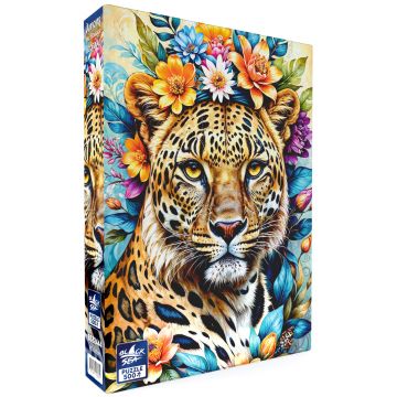Puzzle  Black Sea din  500 piese - Printre flori: Leopard