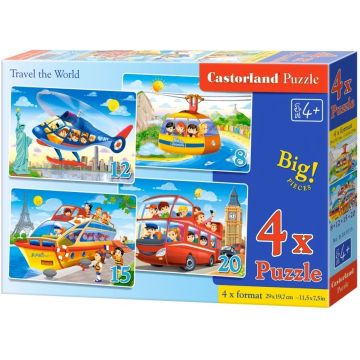Puzzle Castorland 4 în 1 - Călătorie în jurul lumii