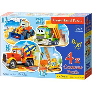 Puzzle Castorland 4 în 1 - Mașini de construcții