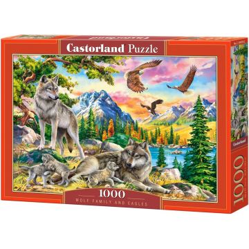 Puzzle Castorland din 1000 de piese - Familia de lupi și vulturi