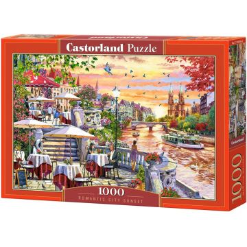 Puzzle Castorland din 1000 de piese - Oraș romantic la apus