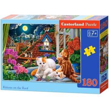 Puzzle Castorland din 180 de piese - Pisicuțe pe acoperiș