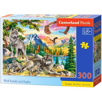 Puzzle Castorland din 300 de piese - Familia de lupi și vulturi