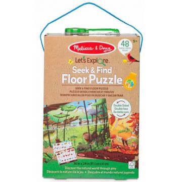 Puzzle cu două fețe 2 în 1 Melissa & Doug - Căutați și găsiți, 48 piese