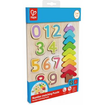 Puzzle din lemn HaPe International - Numere și forme, 20 piese