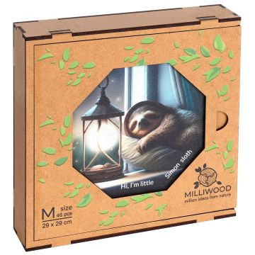 Puzzle din lemn  Milliwood de la  46 piese - Simon leneșul (Mărimea M)