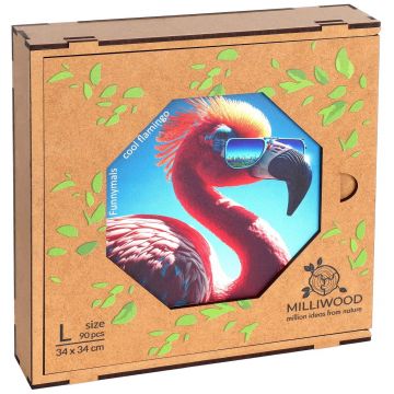 Puzzle din lemn  Milliwood de la  90 piese - Flamingo (Mărimea L)