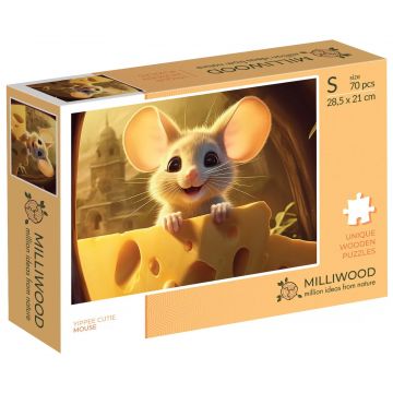 Puzzle din lemn Milliwood din 70 piese - Șoricel (Mărimea S)