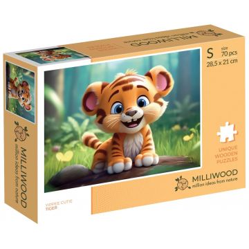 Puzzle din lemn Milliwood din 70 piese - Tigru (Mărimea S)
