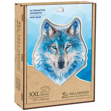 Puzzle din lemn pentru copii  Milliwood de la  500 piese - Lupul sălbatic (Mărimea XXL)