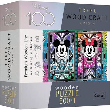 Puzzle din lemn Trefl din 500+1 piese - Mickey și Minnie Mouse