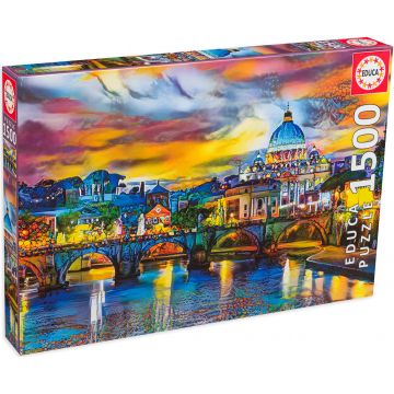 Puzzle Educa din 1500 de piese - Bazilica Sfântul Petru și Podul Sant'Angelo