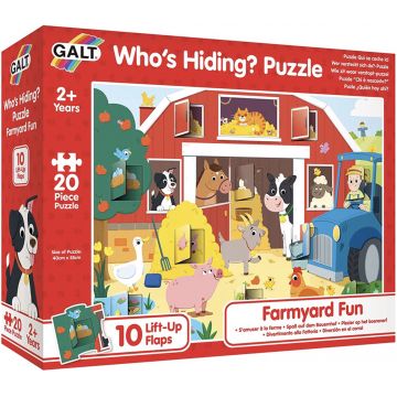 Puzzle educațional cu clapete Galt - Cine se ascunde în fermă?