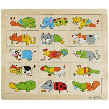 Puzzle logic Beleduc - Potrivește și amestecă, animale