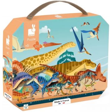 Puzzle panoramic pentru copii Janod din 100 de piese - Dinozauri