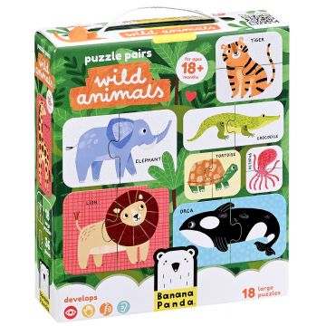 Puzzle pentru bebeluși Banana Panda 18 în 1- Animale sălbatice